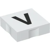 Duplo Tile 2 x 2 with Capital 'V' Print / White