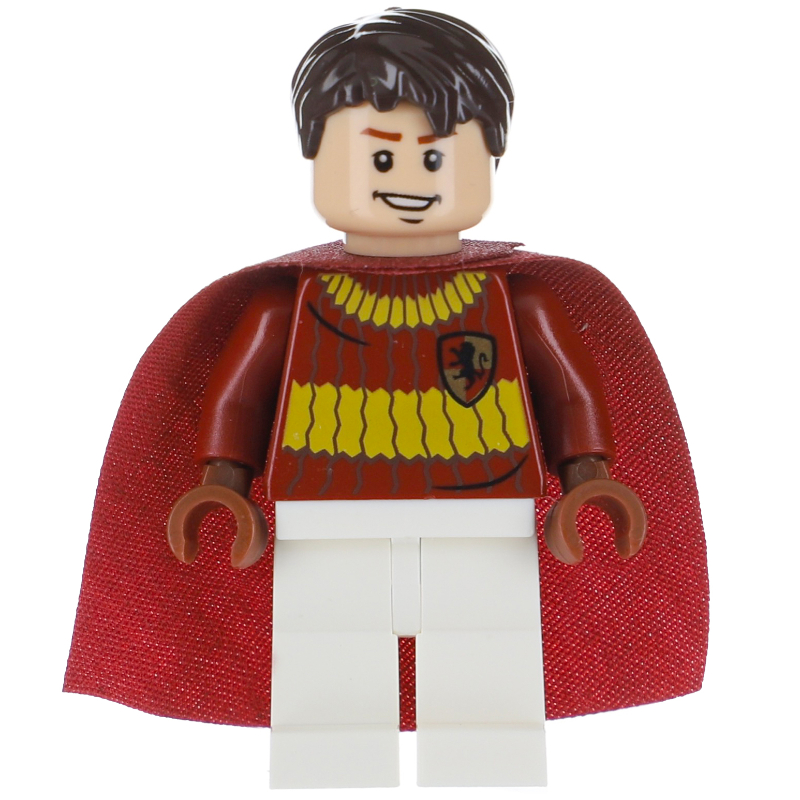 Lego Oliver Wood, Dark Red, Yellow, and White Gryffindor Quidditch Uniform