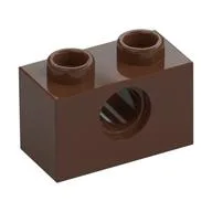 Technic Brick 1 x 2 [1 Pin Hole] / Brown