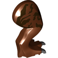 Lego Animal Body Part, Dinosaur, Tyrannosaurus Rex Leg, Right, with Pin, Black Claws and Dark Brown Markings Print / Reddish Brown