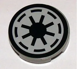 Tile, Round 2 x 2 with SW Galactic Republic Logo on Light Gray Background, Black Border, Thick Gaps Pattern (Sticker) - Set 4482