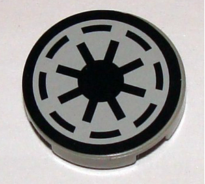 Lego Tile, Round 2 x 2 with SW Galactic Republic Logo on Light Gray Background, Black Border, Thick Gaps Pattern (Sticker) - Set 4482