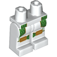 Lego Hips and White Legs with Green Straps, Gold Trim Print / White