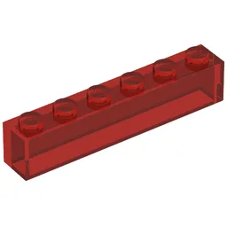 Brick 1 x 6 with No Bottom Tubes / Trans-Red