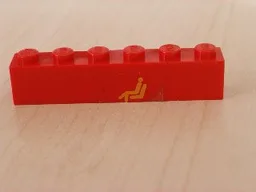 Brick 1 x 6 with Yellow Train Waiting Room Pattern (Sticker) - Set 2150