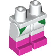 Lego Hips with White Legs and Dark Pink Boots Pattern with Green Triangles Print / White