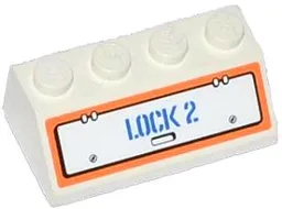 Slope 45 2 x 4 with Hatch and 'LOCK 2' Pattern (Sticker) - Set 60015