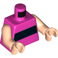 Lego Torso Horizontal Black Stripe Print (Powerpuff Girls), Light Arms and Hands / Dark Pink