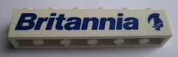 Brick 1 x 6 with Blue 'Britannia' and Logo Pattern Model Right Side (Sticker) - Set 1599