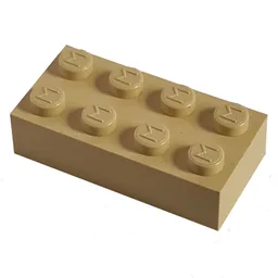 Modulex Brick 2 x 4 with M on Studs / Modulex Buff