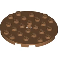 Plate Round 6 x 6 with Hole / Medium Nougat