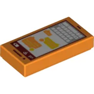 Tile 1 x 2 with Smart Phone, Texting Print / Orange