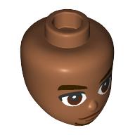 Lego Minidoll Head Dark Brown Eyebrows, Reddish Brown Eyes, Goatee / Sienna Brown