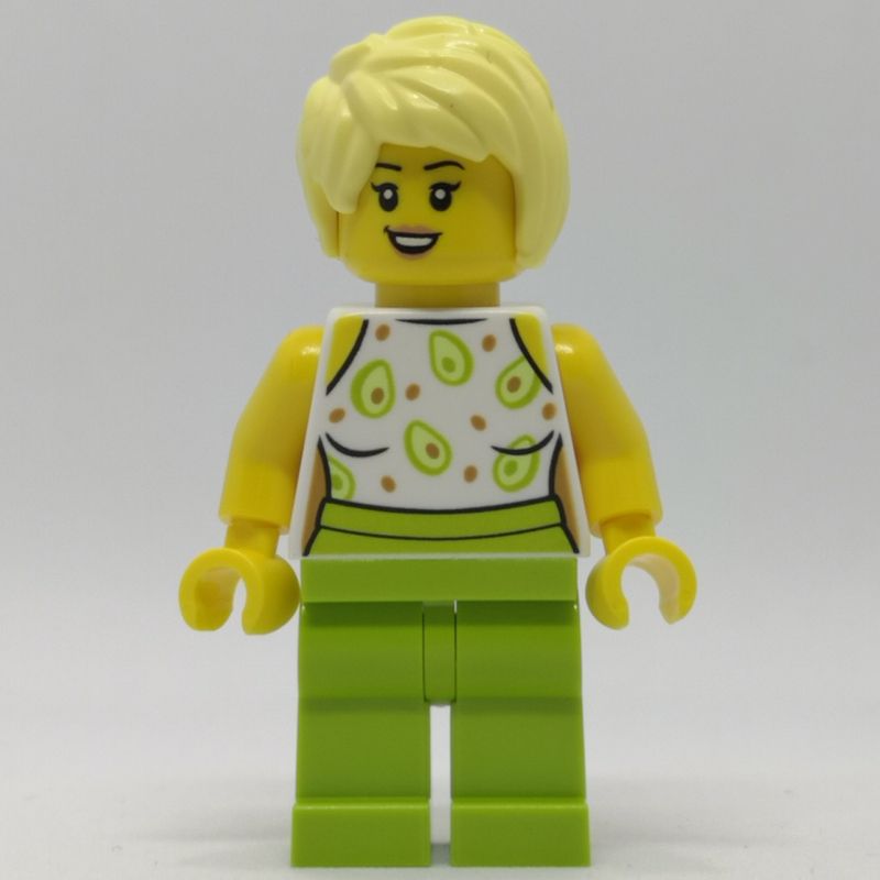 Lego White Torso, Lime Legs, Tan Hair