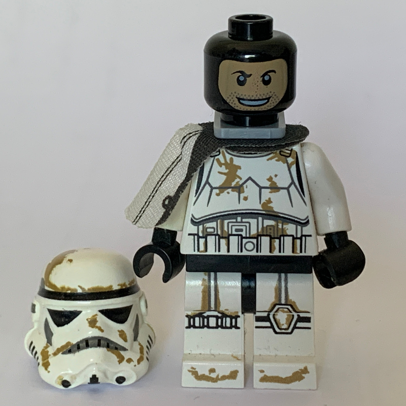 Lego Sandtrooper Sergeant, White Pauldron, Neck Bracket, Printed Black Head