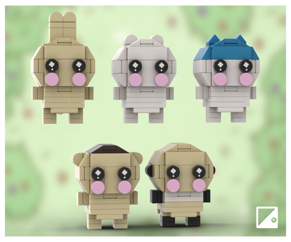 Lego Chiikawa LEGO Brickheadz MOC ~ Chiikawa, Hachiware, Usagi, Rakko, and Kurimaju