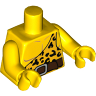 Lego Torso Bright Light Orange Animal Skin Toga, One Strap and Leopard Spots and Reddish Brown Belt Print, Yellow Arms and Hands / Yellow