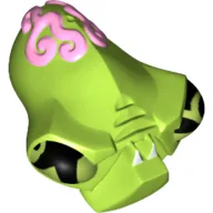 Minifig Head Special, Alien with 2 Fangs and Brain Tissue Print / Lime