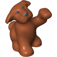 Lego Animal, Dog, Puppy Raised Paw with Face Print / Dark Orange