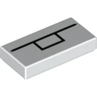 Tile 1 x 2 with Black Line, Rectangle Print / White