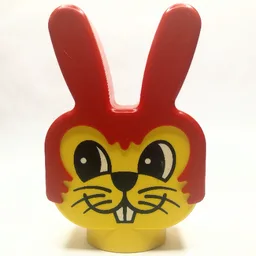 Duplo Animal Head Bunny / Rabbit Head with Whiskers Print / Yellow
