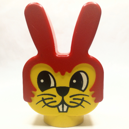 Lego Duplo Animal Head Bunny / Rabbit Head with Whiskers Print / Yellow