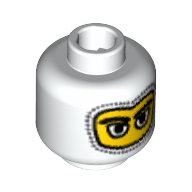 Lego Minifig Head F1 Driver, Balaclava with Eyes Hole Stitching Trim, Large Eye Whites Print [Blocked Open Stud] / White