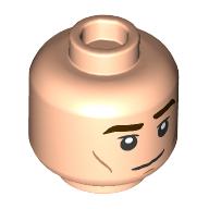Lego Minifig Head Cedric Diggory / Prince Charming, Dark Brown Eyebrows, Smirk Closed Mouth / Open Mouth print / Light Nougat