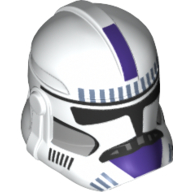 Lego Helmet Clone Trooper Phase 2, Closed Front, Episode 3 with Dark Purple Markings Print / White