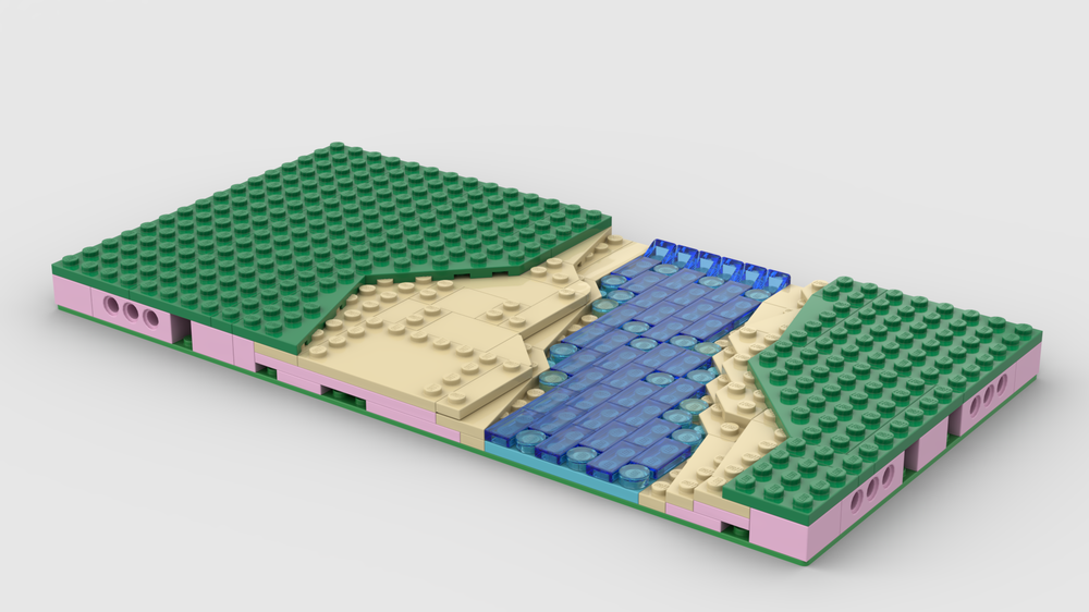 Lego M.I.L.S 16X32 Grass w/Sand and River