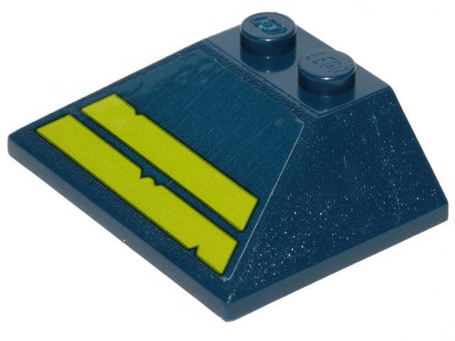 Lego Slope 45 3 x 4 Double / 33 with Two Lime Stripes with Cut Out Edges Pattern (Sticker) - Set 70839