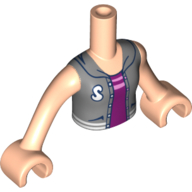 Lego Minidoll Torso Girl with Magenta Top, Silver Jacket, Light Nougat Arms with Hands / Light Nougat