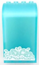 Panel 3 x 4 x 6 Curved Top with White and Light Aqua Splashing Water Foam Pattern (Sticker) - Sets 41423 / 41432 / Opal Trans-Light Blue