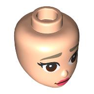 Lego Minidoll Head, Dark Tan Eyebrows, Dark Brown Eyes, Coral Lips / Light Nougat