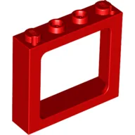 Window 1 x 4 x 3 Train with Shutter Holes and Solid Studs on Ends / Red
