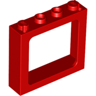 Lego Window 1 x 4 x 3 Train with Shutter Holes and Solid Studs on Ends / Red