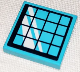 Tile 2 x 2 with Dark Blue and Medium Azure Solar Panel Pattern (Sticker) - Set 41347 / Medium Azure