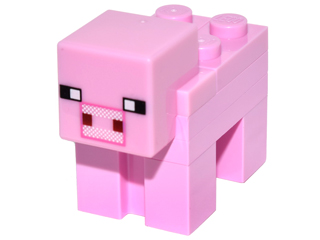 Lego Minecraft Pig (1 x 2 Plates) - Brick Built