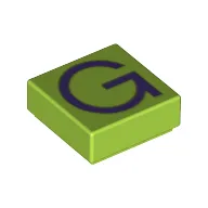 Tile 1 x 1 with letter Capital G Print / Lime