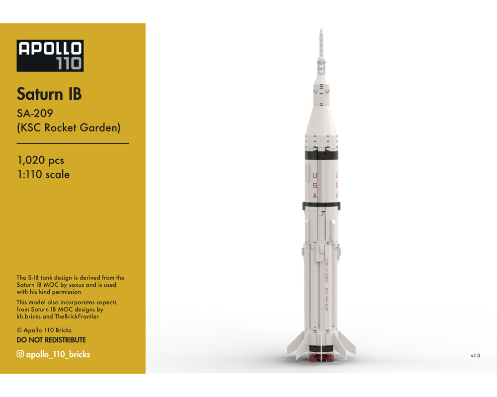 Lego Saturn IB – SA-209 (KSC Rocket Garden) [1:110 scale]