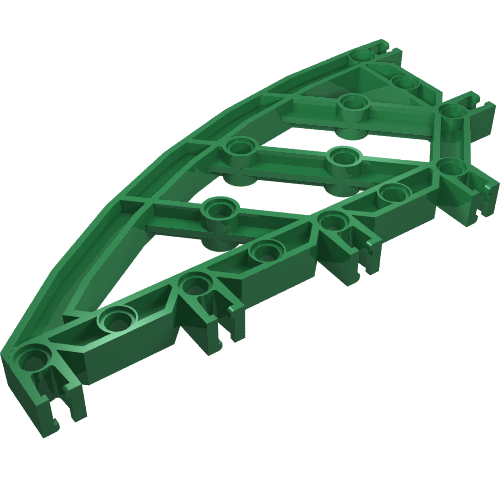 Lego Znap Beam 16, 14 Holes, Curved / Green