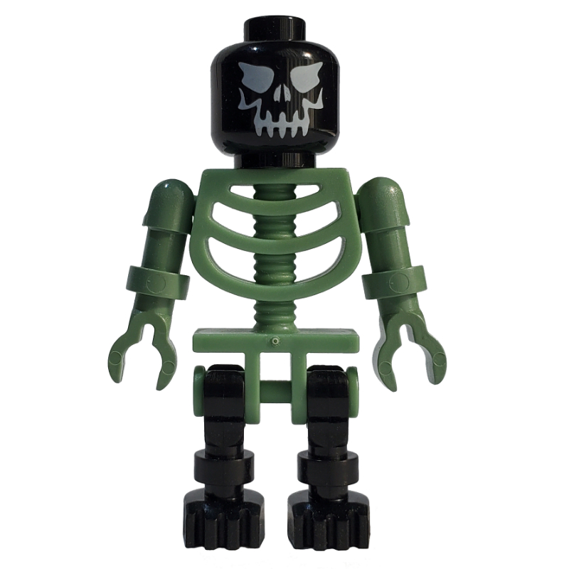 Lego Skeleton, Evil Face, Black and Sand Green