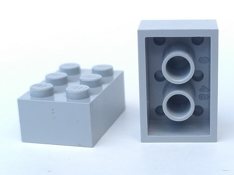 Lego Brick 2 x 3 without Cross Supports / Light Gray