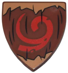 Shield Triangular with Red Symbol, Dark Tan Border Print