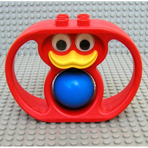 Lego Duplo Rattle, Duck with Handles and Yellow and Blue Ball Wheel / Red
