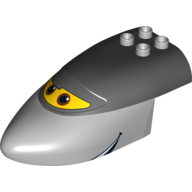 Lego Duplo Airplane Large Fuselage Forward with Black Top with Brown Eyes on Yellow Window Print (Siddeley) / Light Bluish Gray