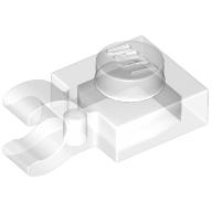 Lego Plate Special 1 x 1 with Clip Horizontal [Thick Open O Clip] / Trans-Clear