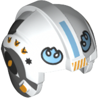 Lego Helmet Rebel Pilot, Center Ridge with Bright Light Blue Rebel Logo and Dark Bluish Gray Sides Print / White