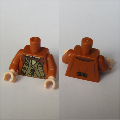 Lego Torso Jacket with Vest, Bow Tie Print (Horace Slughorn ), Dark Orange Arms, Light Nougat Hands / Dark Orange