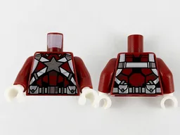Torso Armor, White Stripes, Silver Star, Belt with Pouches and Silver Buckle Pattern / Dark Red Arms / White Hands